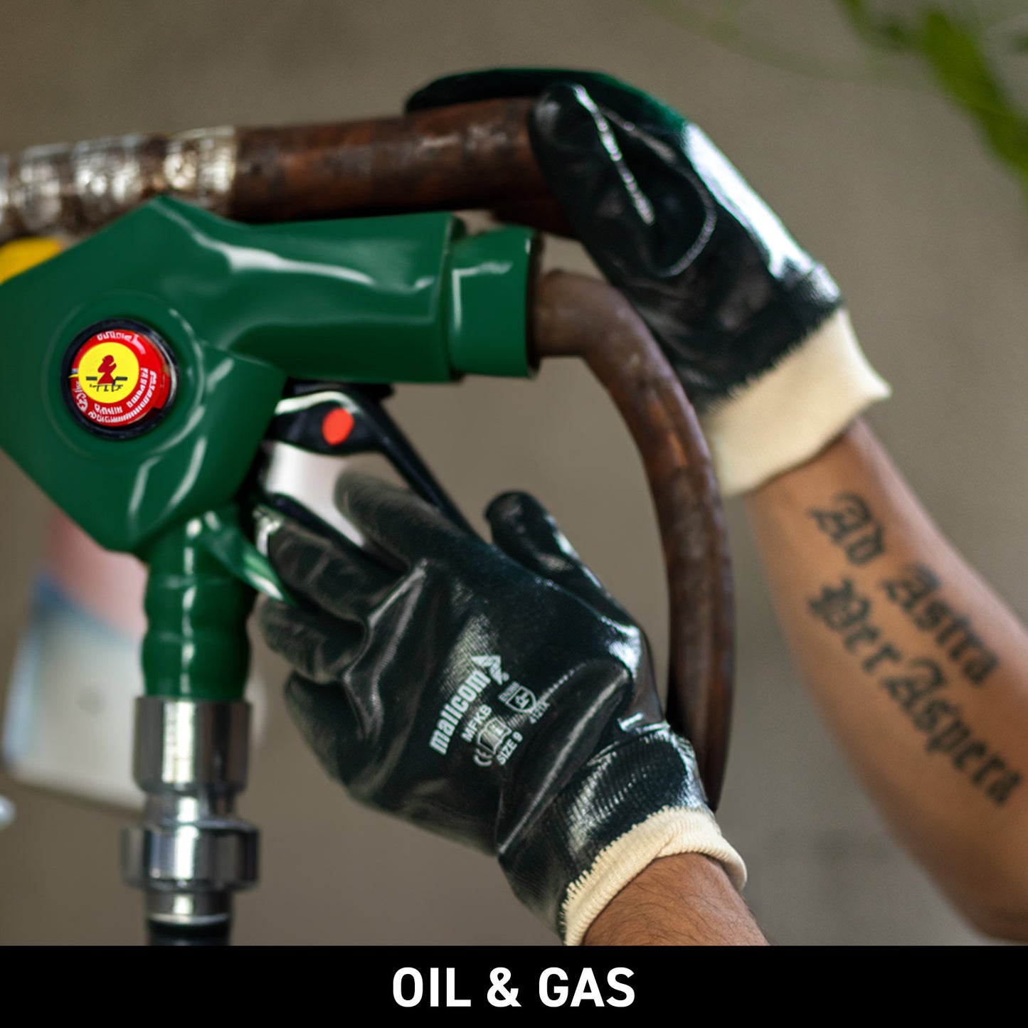 MFKB safety gloves used in oil and gas operations, providing secure grip, abrasion resistance, durability, and reliable hand protection in demanding work environments.