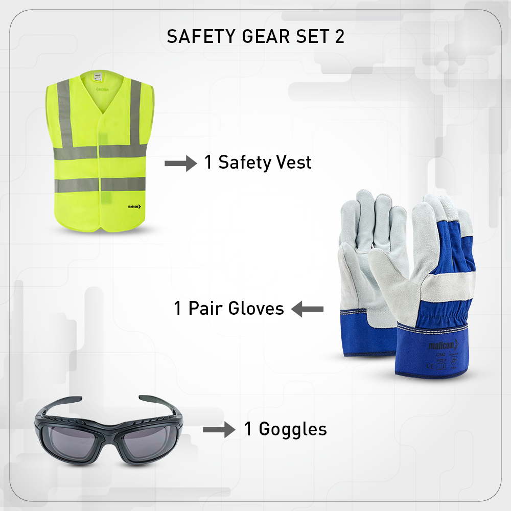 Safety Gear Set 2 - Safety Vest, Gloves, Goggles