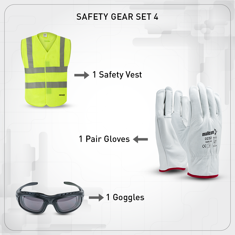 Safety Gear Set 4- Safety Vest, Gloves, Goggles