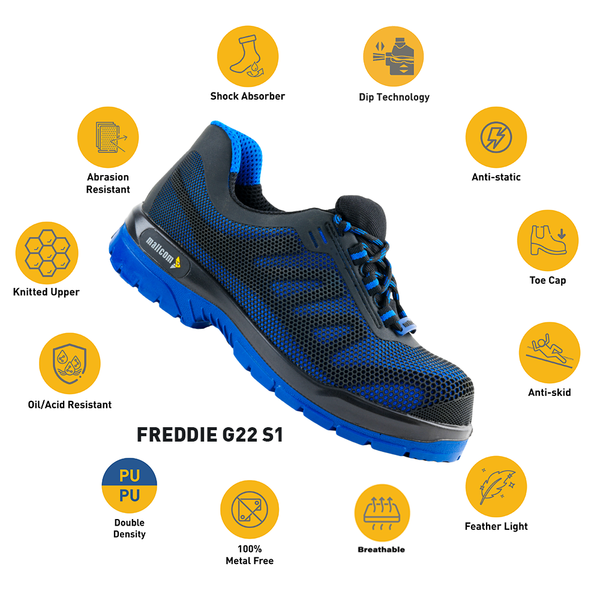 FREDDIE G22 Lifestyle S1 Low Ankle Antistatic Safety Shoes - Mallcom FREDDIE G22 Lifestyle S1 Low Ankle Antistatic Safety Shoes - Mallcom