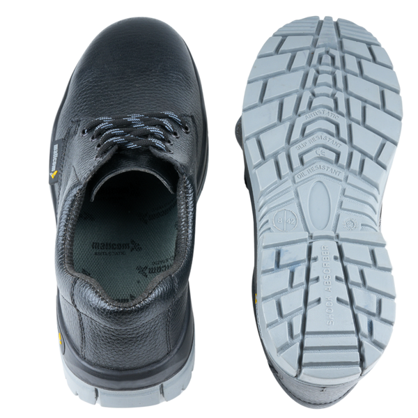 COUGAR EN ISO Certified Steel Toe Safety Shoes I Slip & Oil Resistant Double Density PU Sole I Antistatic Leather Work Shoes