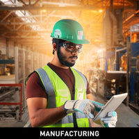 Mallcom safety goggles for manufacturing work and protection against dust and industrial hazards.
