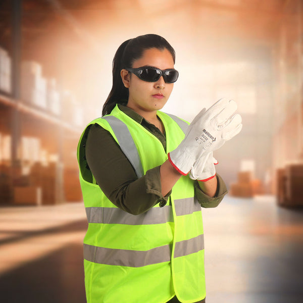 safety goggles and gloves Mallcom Safety Goggles, Gloves & Hi Visibility Jacket Set