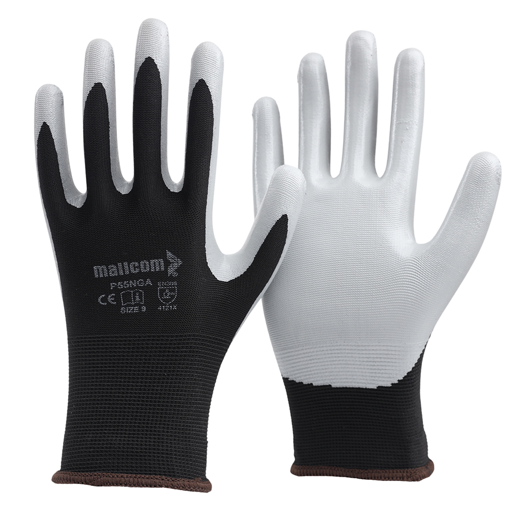 P55NGA Nitrile Coated Safety Gloves Pack of 12 I Oil Abrasion Resistant I Industrial Grip Gloves