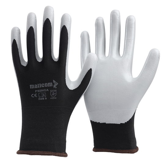 P55NGA Nitrile Coated Safety Gloves Pack of 12 I Oil Abrasion Resistant I Industrial Grip Gloves