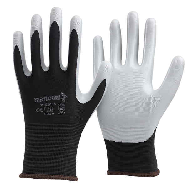 P55NGA Nitrile Coated Safety Gloves Pack of 12 I Oil Abrasion Resistant I Industrial Grip Gloves