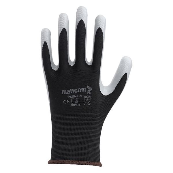 P55NGA Nitrile Coated Safety Gloves Pack of 12 I Oil Abrasion Resistant I Industrial Grip Gloves