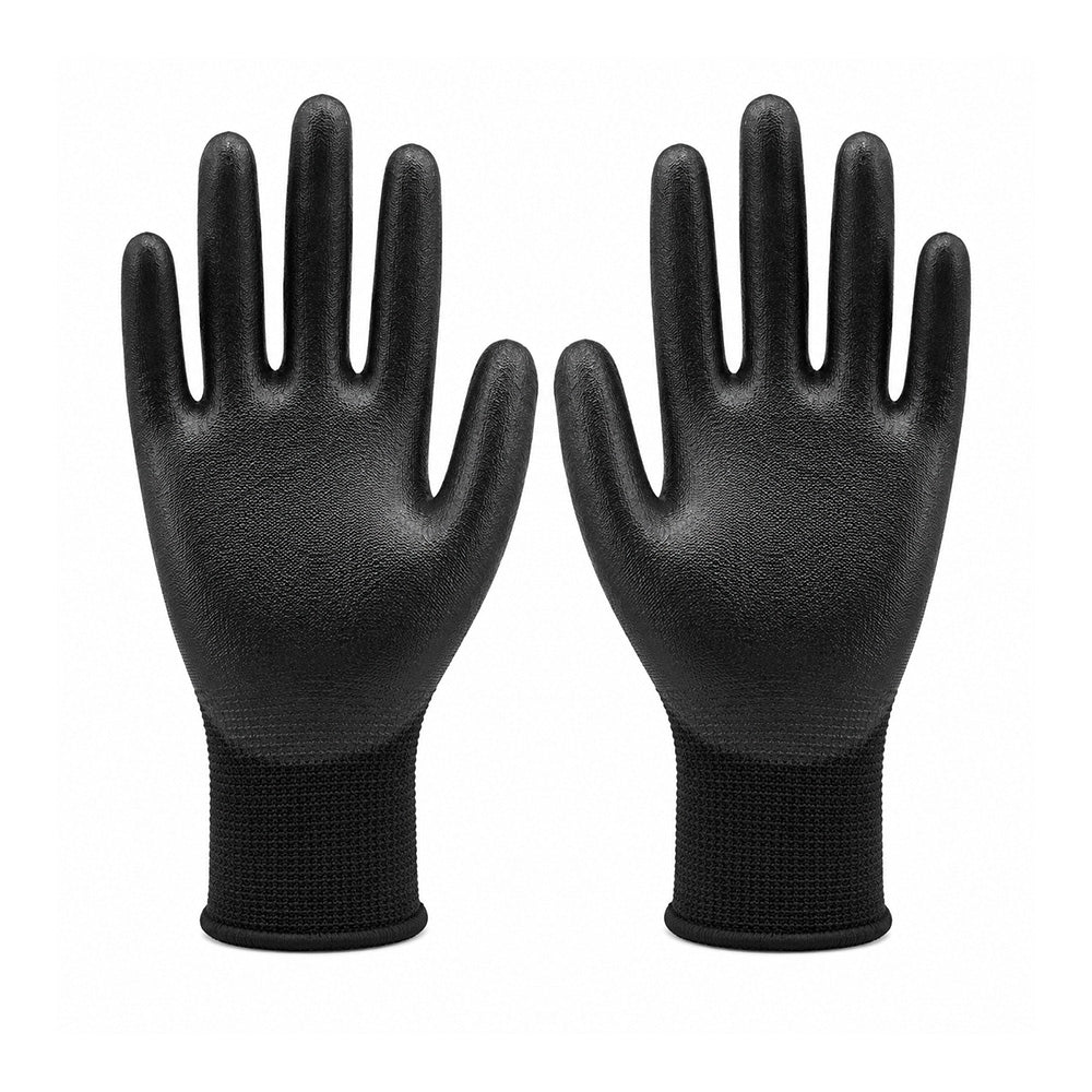 P513B PU Coated Safety Gloves Pack of 12 I Smooth Finish Grip I Lightweight Polyester Work Gloves