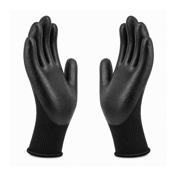 P513B PU Coated Safety Gloves Pack of 12 I Smooth Finish Grip I Lightweight Polyester Work Gloves