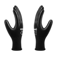 P513B PU Coated Safety Gloves Pack of 12 I Smooth Finish Grip I Lightweight Polyester Work Gloves