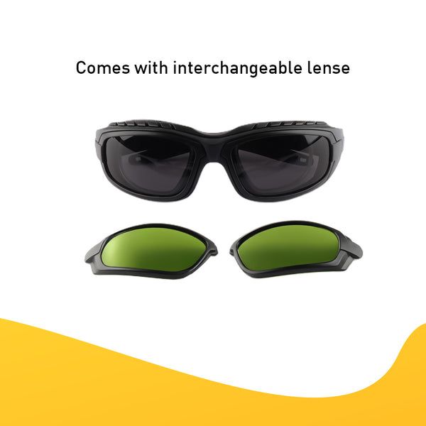 Mallcom Avior anti-scratch interchangeable lens safety goggles close-up