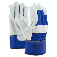 Mallcom C542 Canadian leather safety gloves blue back full view