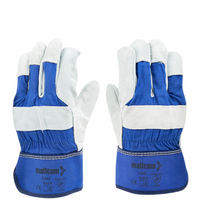Mallcom C542 leather gloves with blue cotton back and knuckle protection