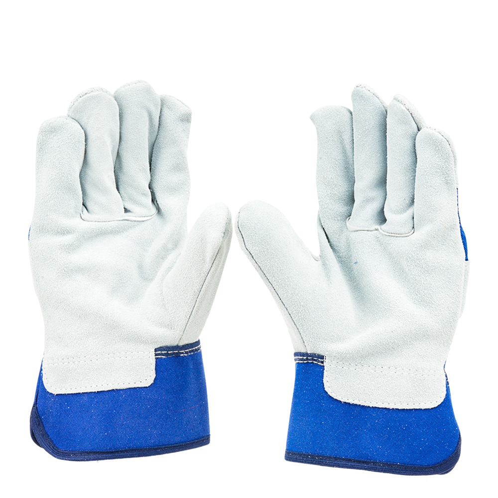 Mallcom C542 Canadian leather safety gloves blue back full view