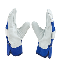 Mallcom C542 leather gloves with blue cotton back and knuckle protection