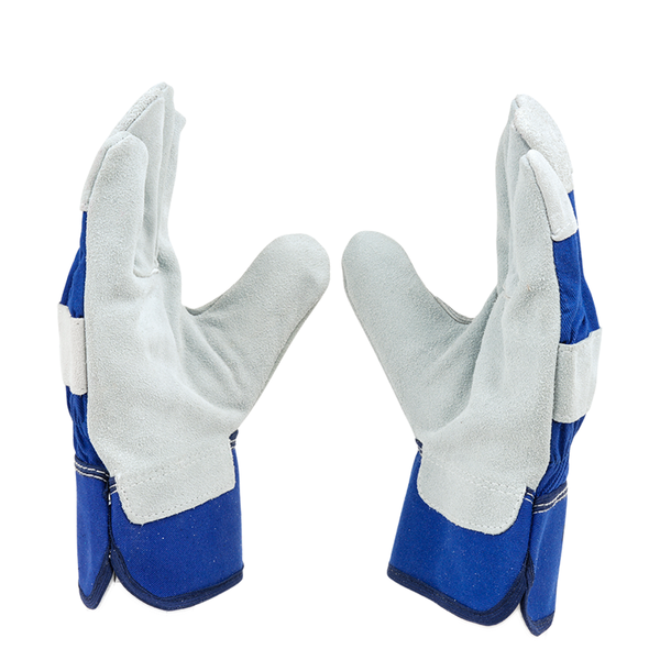 Mallcom C542 leather gloves with blue cotton back and knuckle protection