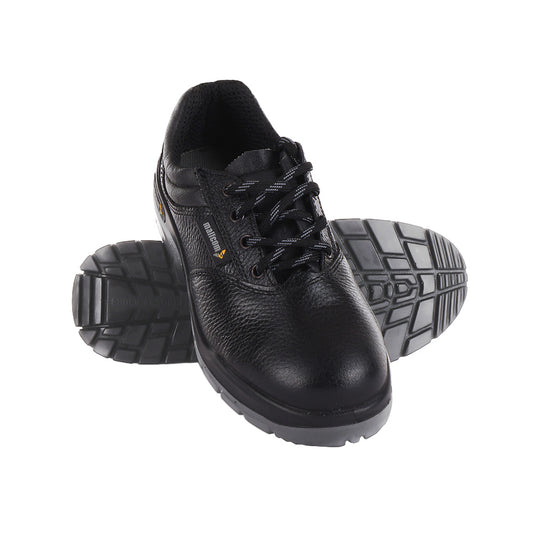 Front view of Civet brown high ankle safety boots with lace-up closure and protective toe design.