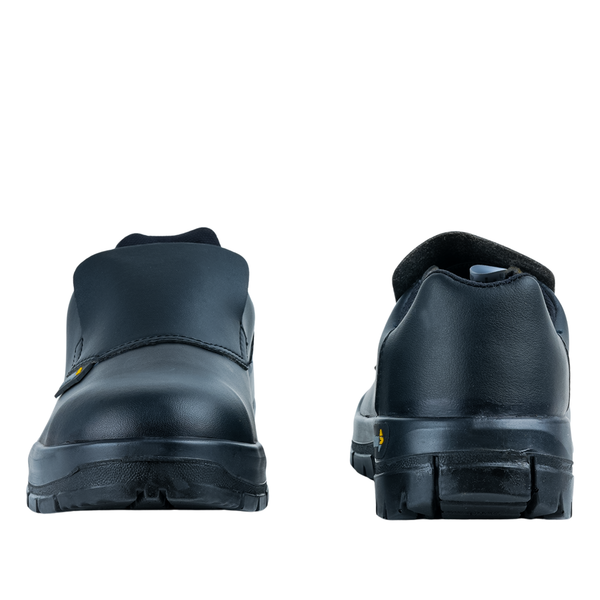 Back view of Cymric safety shoes showing heel support and rear construction design.
