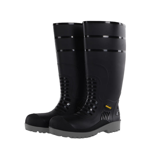 Pair of Dalfon Composite safety boots with PVC upper, steel toe protection, and rugged industrial design for workplace safety.