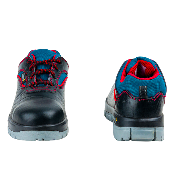 Back view of Devon safety shoes showing heel support, padded collar, and durable rear construction.