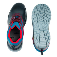 Outsole view of Devon safety shoes showing slip-resistant tread pattern and durable dual-density PU sole.