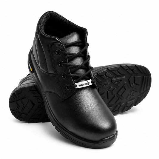 Docker S1 EN ISO Certified High Ankle Safety Shoes | Steel Toe PU Sole I Anti-Static Industrial Work Shoes