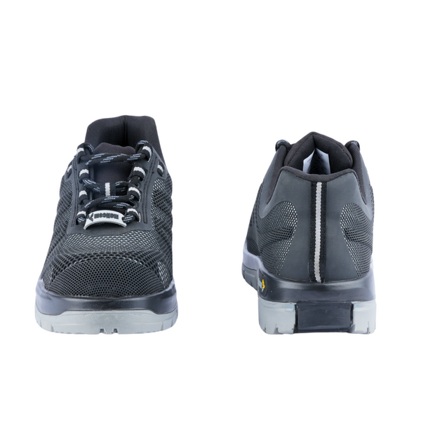 Back view of Freddie H22 low ankle safety shoes showing heel support and rear construction design.