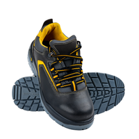 Front view of Guina safety shoes with brown nubuck leather upper, lace-up design, and steel toe protection.