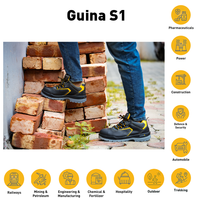 Guina safety shoes used in construction, manufacturing, warehousing, logistics, and industrial workplaces.
