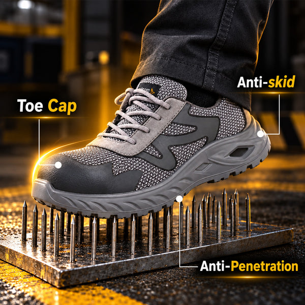 FELIX S01 CE Certified Aluminium Toe Safety Shoes | Antistatic Knitted Work Shoes | Lightweight Slip-Resistant Industrial Safety Shoes