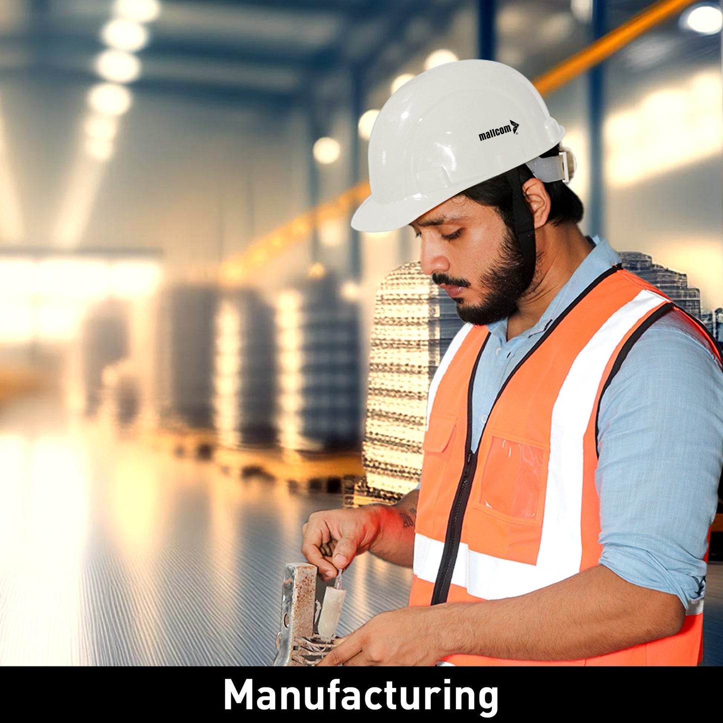 Jasper II white safety helmet suitable for manufacturing environments requiring reliable head protection.