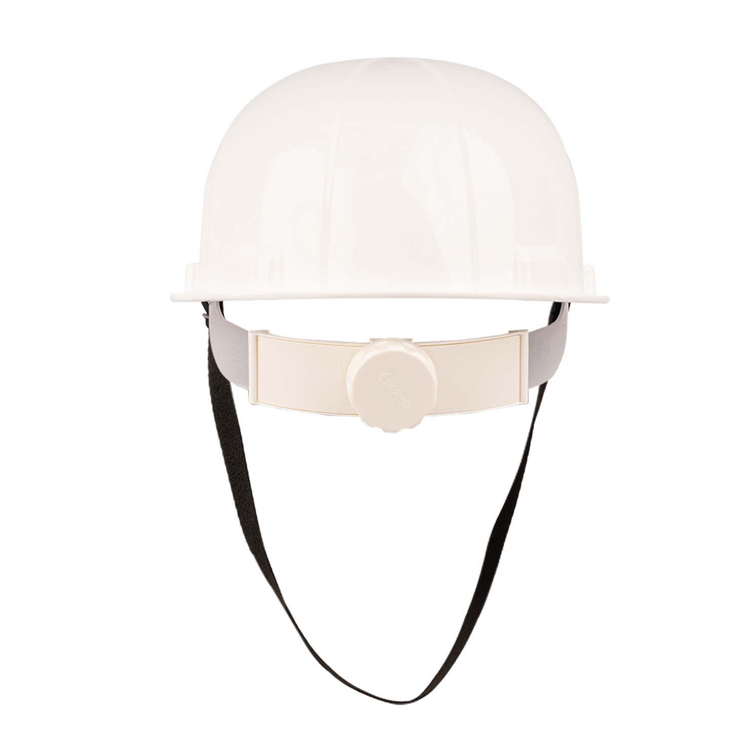 Zip adjustment system on the Jasper II white safety helmet for a secure and comfortable fit.