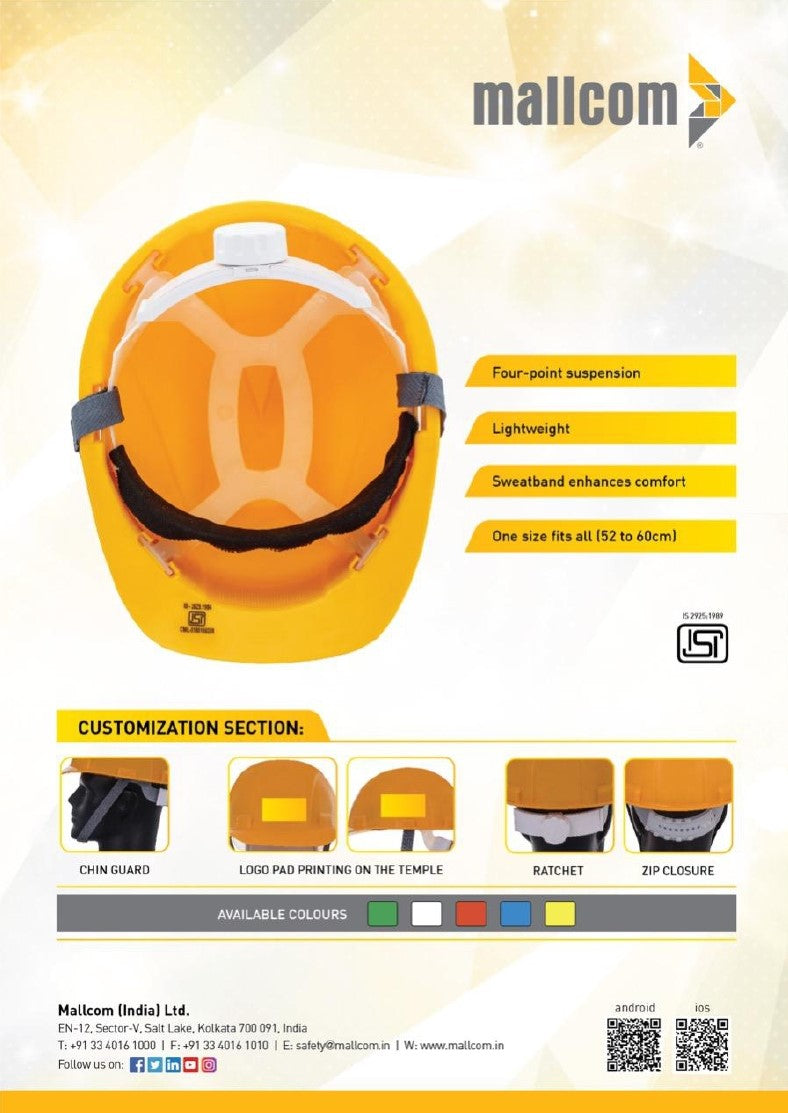 Jasper II yellow safety helmet featuring adjustable harness settings for a secure and personalized fit.