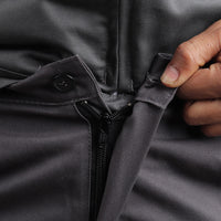 Close-up of the front zip closure on the KOLDING & NORD workwear jacket.