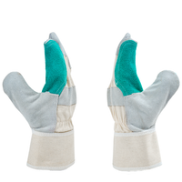 Pair of heavy-duty leather work gloves for construction, logistics and automotive applications