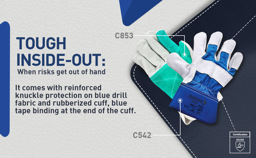 Buy Mallcom C-853 leather safety gloves online for heavy-duty industrial protection