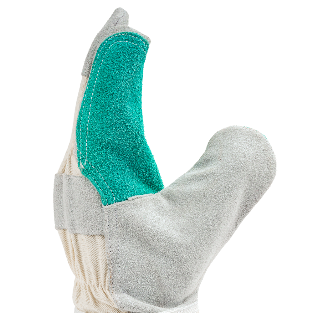 Reinforced split leather palm of Mallcom C-853 gloves for strong grip and durability