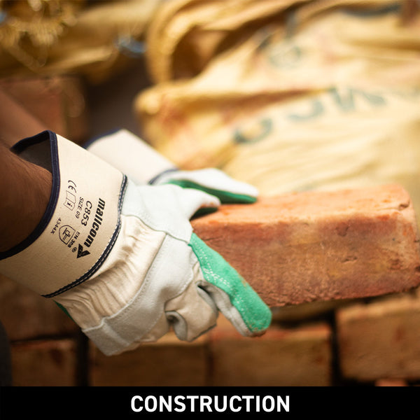 Cut, abrasion and puncture resistant leather safety gloves for heavy-duty industrial work