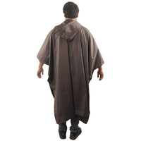 Back view of the grey CUMULUS raincoat showcasing full-length rain protection and waterproof design.