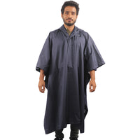 CUMULUS raincoat in navy blue with waterproof PU-coated polyester fabric, adjustable hood, and full-body rain protection.