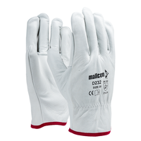 D232 safety gloves with reinforced leather construction, cotton lining, and knuckle protection for industrial hand safety.