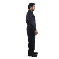 Right-side view of Floriad workwear coverall highlighting ergonomic fit, utility design, and industrial workwear functionality.