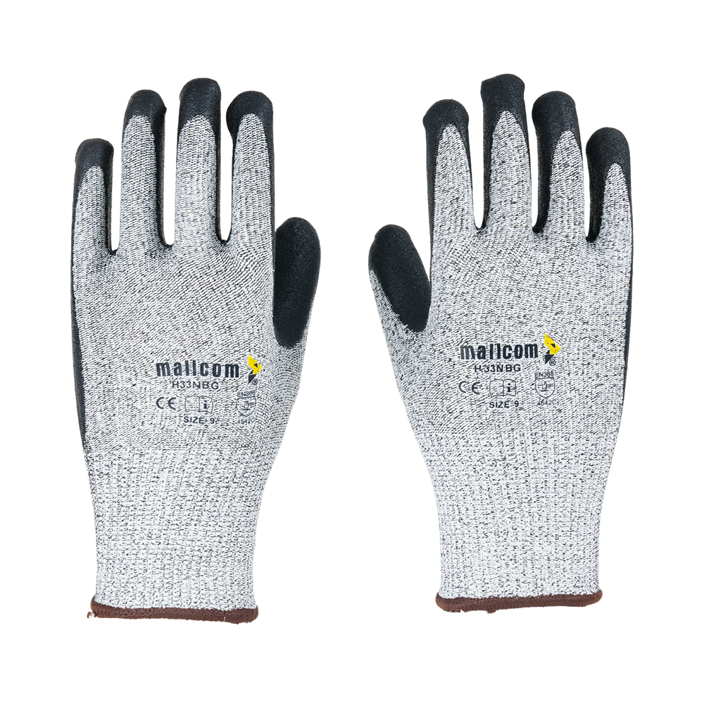 Back view of H33NBG safety gloves showing flexible liner construction and comfortable ergonomic fit.