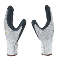 Angled view of H33NBG safety gloves highlighting nitrile coating, grip performance, and cut resistance.
