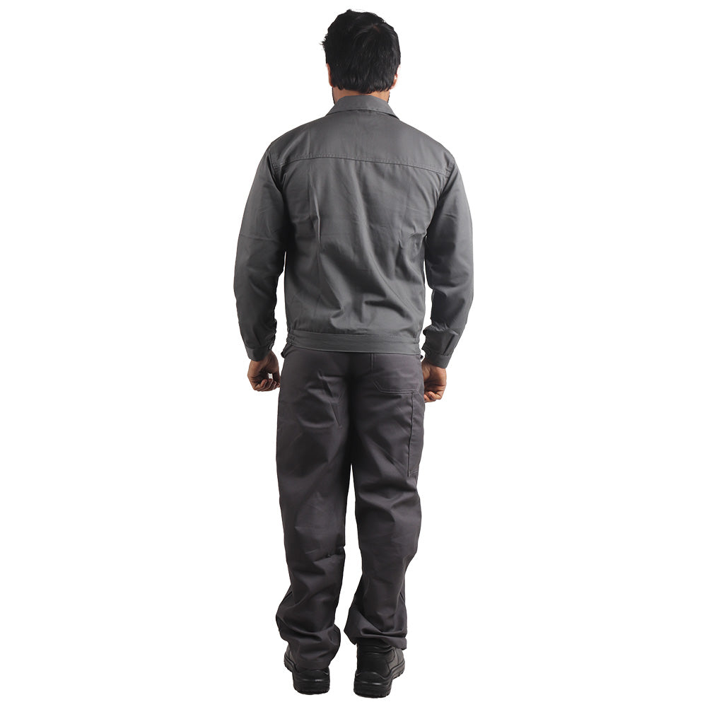 Back view of KOLDING & NORD workwear suit showing ergonomic fit and durable workwear design.