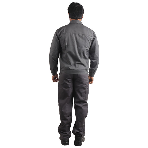 Back view of KOLDING & NORD workwear suit showing ergonomic fit and durable workwear design.
