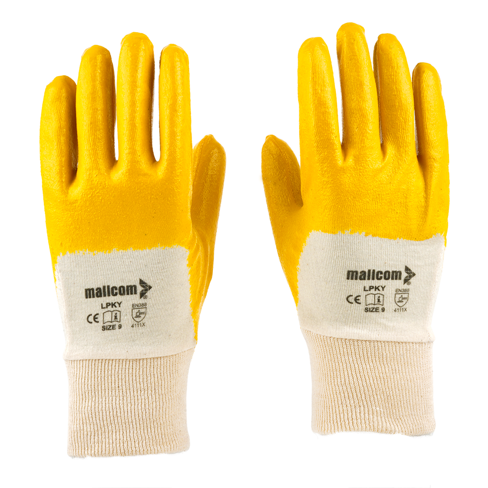 Back view of LPKY safety gloves showing comfortable cotton lining and durable industrial construction.
