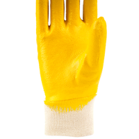 Close-up view of LPKY safety gloves showing nitrile-coated surface, texture, and grip details.