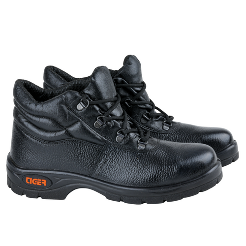 Tiger Leopard S1 EN Certified High Ankle Safety Shoes | Steel Toe PU Sole I Anti-Slip Industrial Work Boot