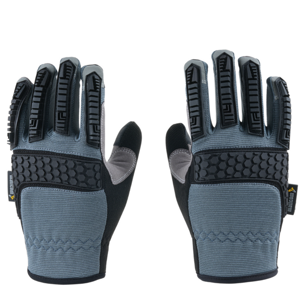 Alt Text: Back view of MACH 22 safety gloves showing breathable fabric and protective knuckle design.